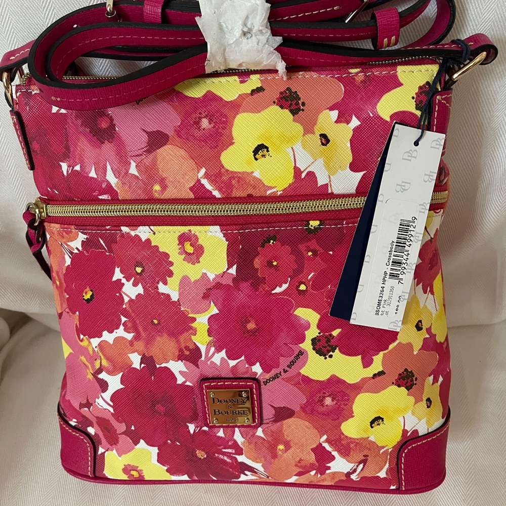 Dooney & Bourke Pink and Yellow Floral Crossbody Bag NWT